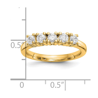 1.10ct. CZ Solid Real 14K Yellow Gold 5-Stone Wedding Band Ring