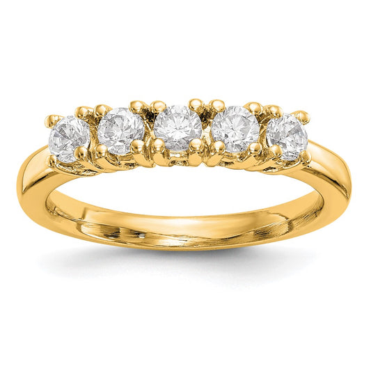 1.10ct. CZ Solid Real 14K Yellow Gold 5-Stone Wedding Band Ring