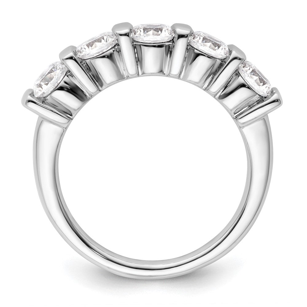 14K White Gold 5 Stone Half Bezel 1.5 Carat Round Complete Diamond Band