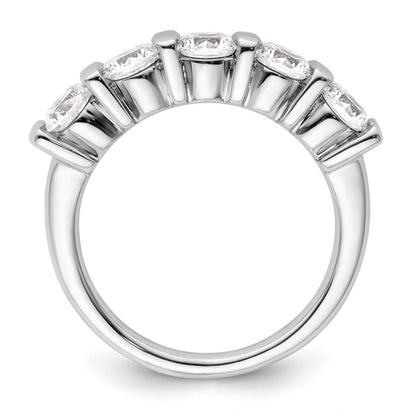 14K White Gold 5 Stone Half Bezel 1.5 Carat Round Complete Diamond Band