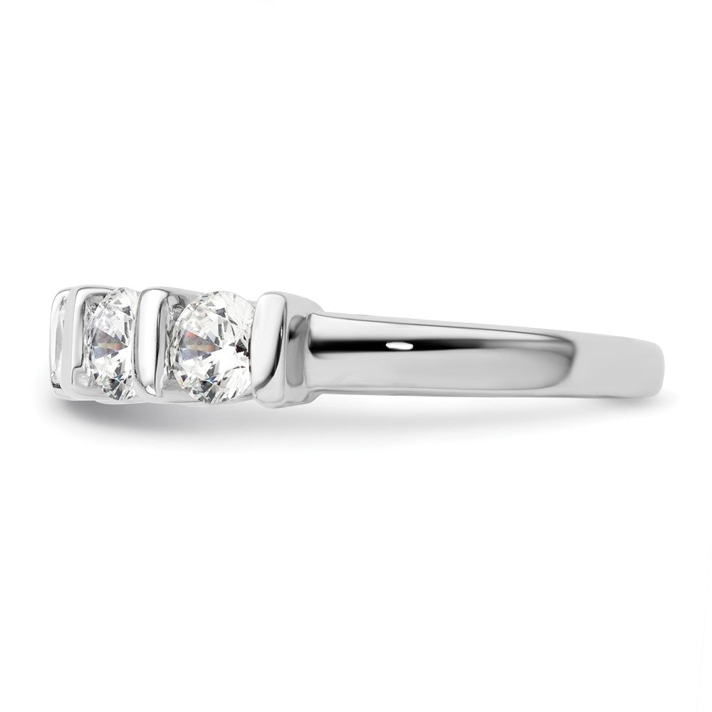 14K White Gold 5 Stone Half Bezel 1.5 Carat Round Complete Diamond Band