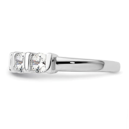 14K White Gold 5 Stone Half Bezel 1.5 Carat Round Complete Diamond Band