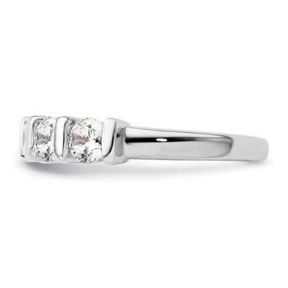 14K White Gold 5-Stone Real Diamond Band