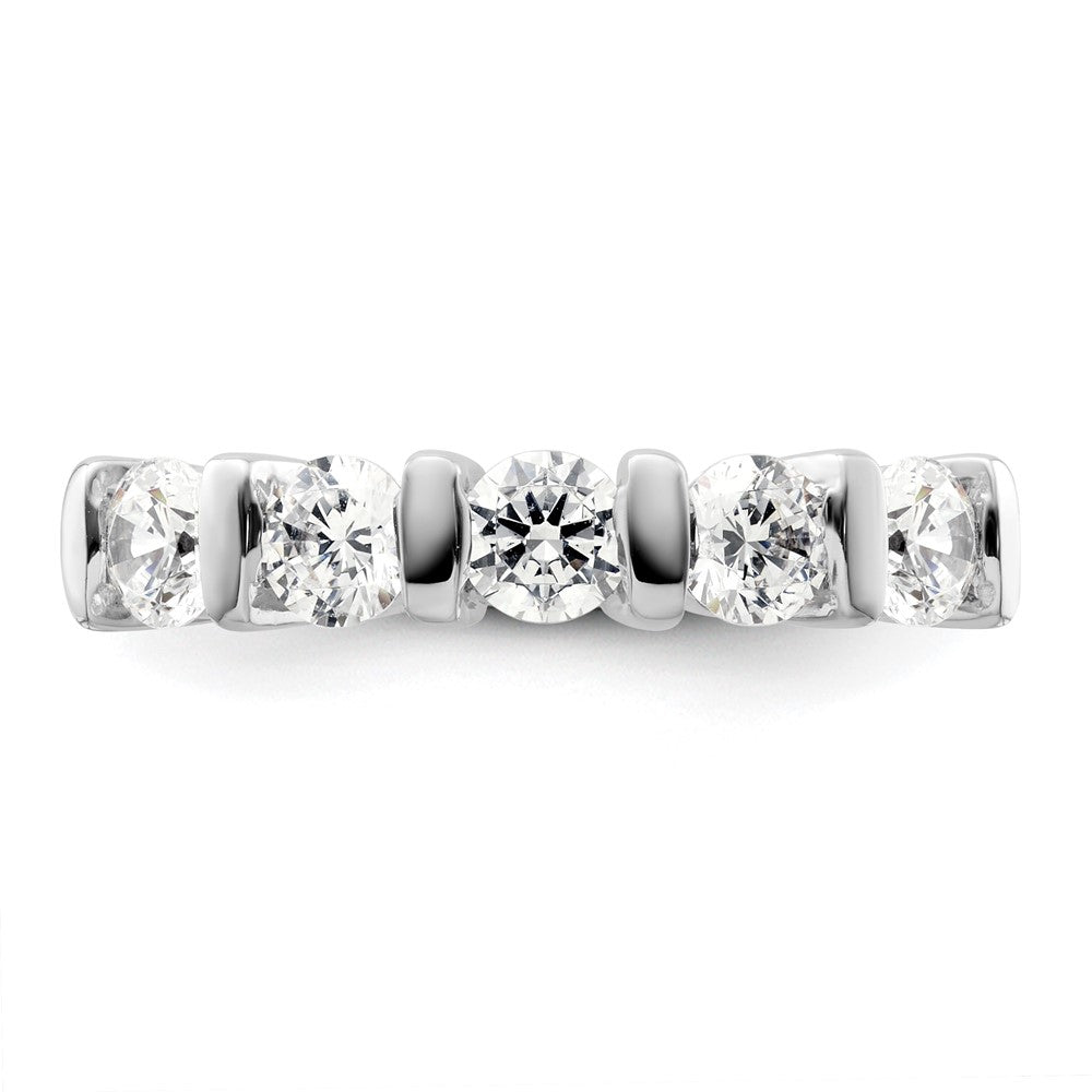 14K White Gold 5 Stone Half Bezel 1.5 Carat Round Complete Diamond Band
