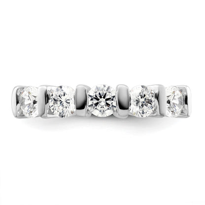 14K White Gold 5 Stone Half Bezel 1.5 Carat Round Complete Diamond Band
