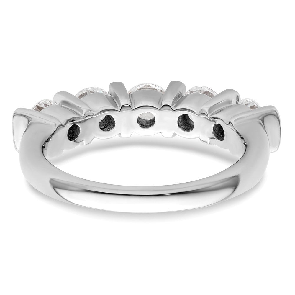 14K White Gold 5 Stone Half Bezel 1.5 Carat Round Complete Diamond Band
