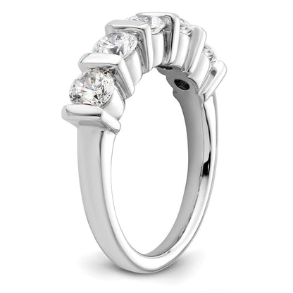 14K White Gold 5 Stone Half Bezel 1.5 Carat Round Complete Diamond Band