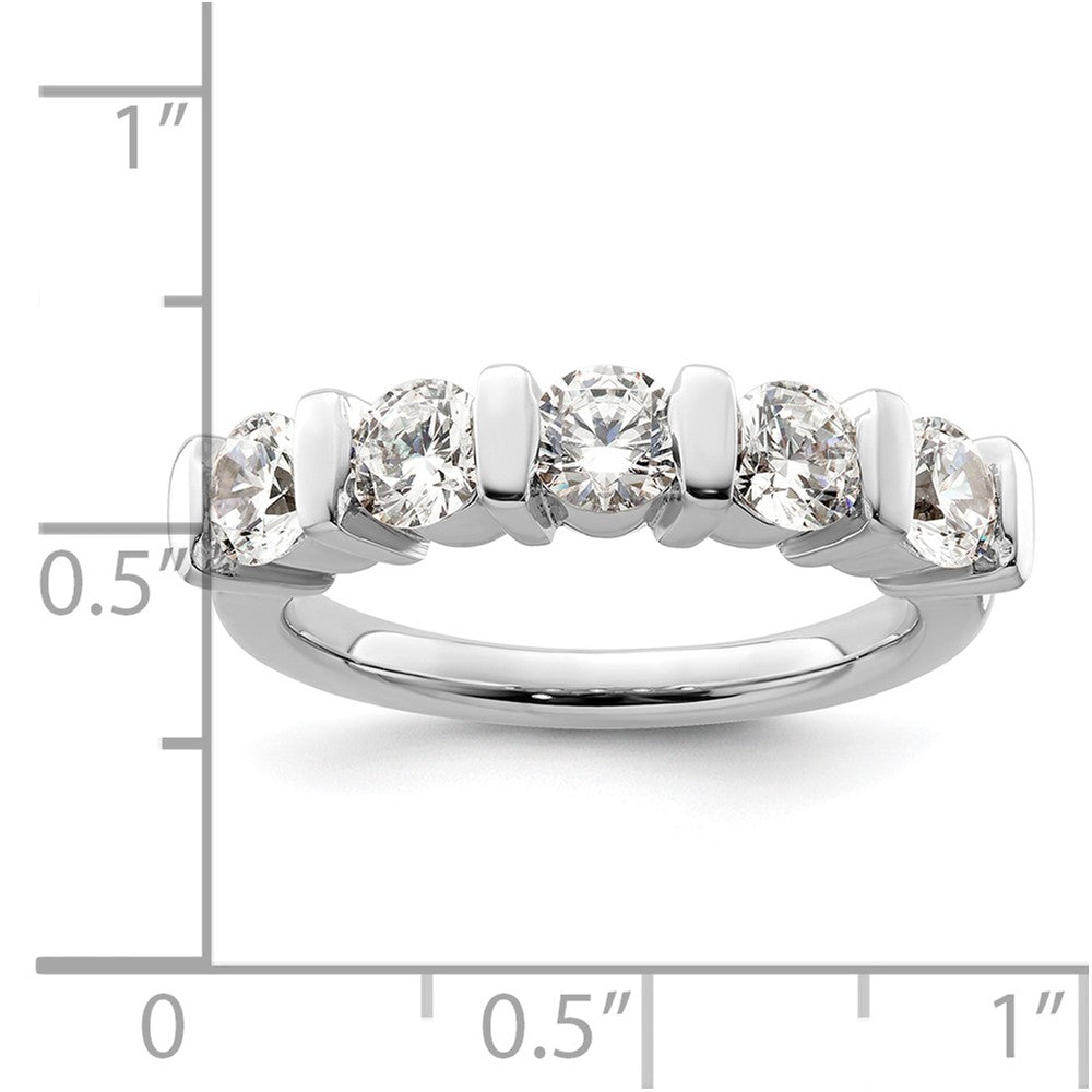 14K White Gold 5 Stone Half Bezel 1.5 Carat Round Complete Diamond Band