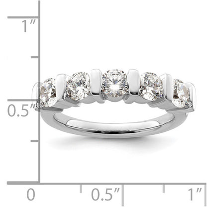 14K White Gold 5 Stone Half Bezel 1.5 Carat Round Complete Diamond Band
