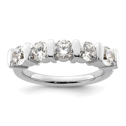 14K White Gold 5 Stone Half Bezel 1.5 Carat Round Complete Diamond Band