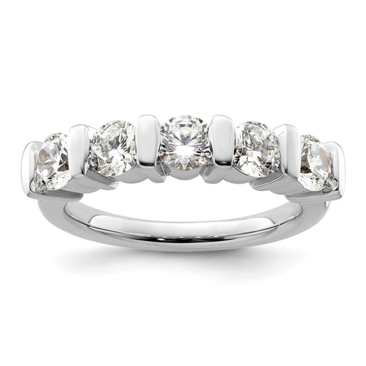 14K White Gold 5 Stone Half Bezel 1.5 Carat Round Complete Diamond Band