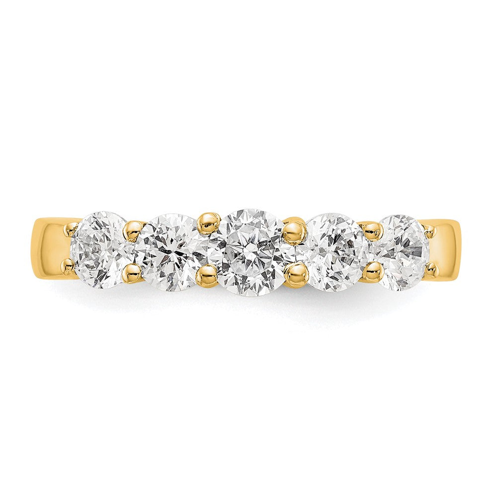 1.00ct. CZ Solid Real 14K Yellow Gold 5-Stone Wedding Band Ring