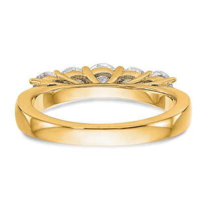 1.00ct. CZ Solid Real 14K Yellow Gold 5-Stone Wedding Band Ring