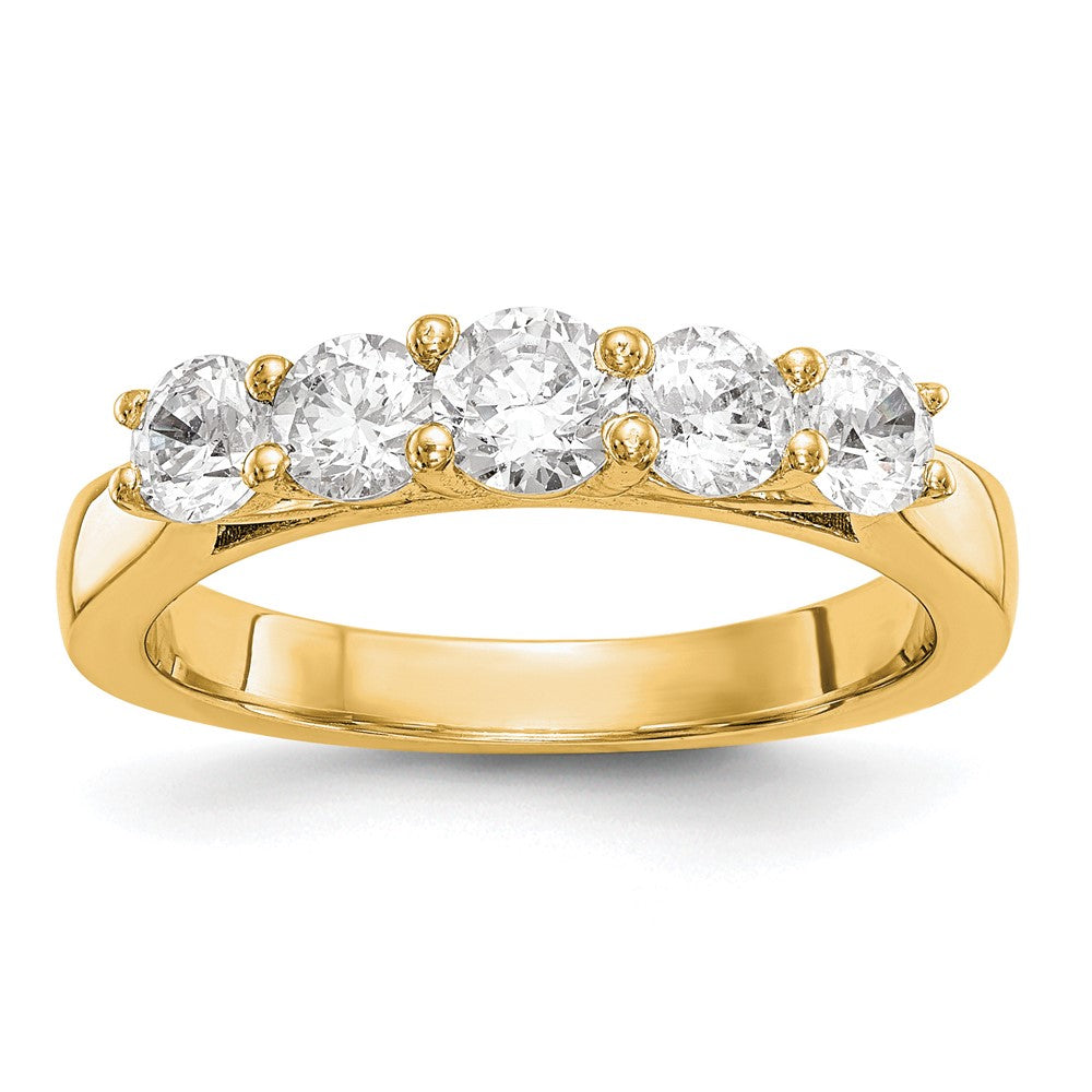 1.00ct. CZ Solid Real 14K Yellow Gold 5-Stone Wedding Band Ring
