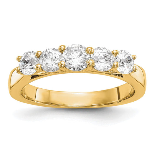 1.00ct. CZ Solid Real 14K Yellow Gold 5-Stone Wedding Band Ring