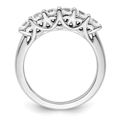 1.00ct. CZ Solid Real 14K White Gold 6-Stone Wedding Band Ring