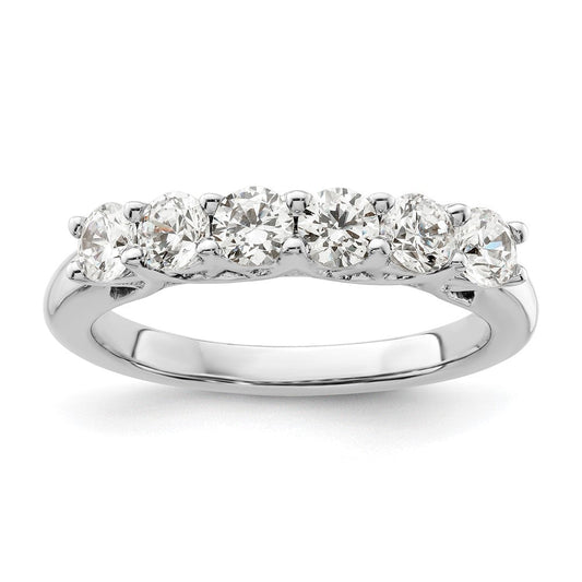 1.00ct. CZ Solid Real 14K White Gold 6-Stone Wedding Band Ring