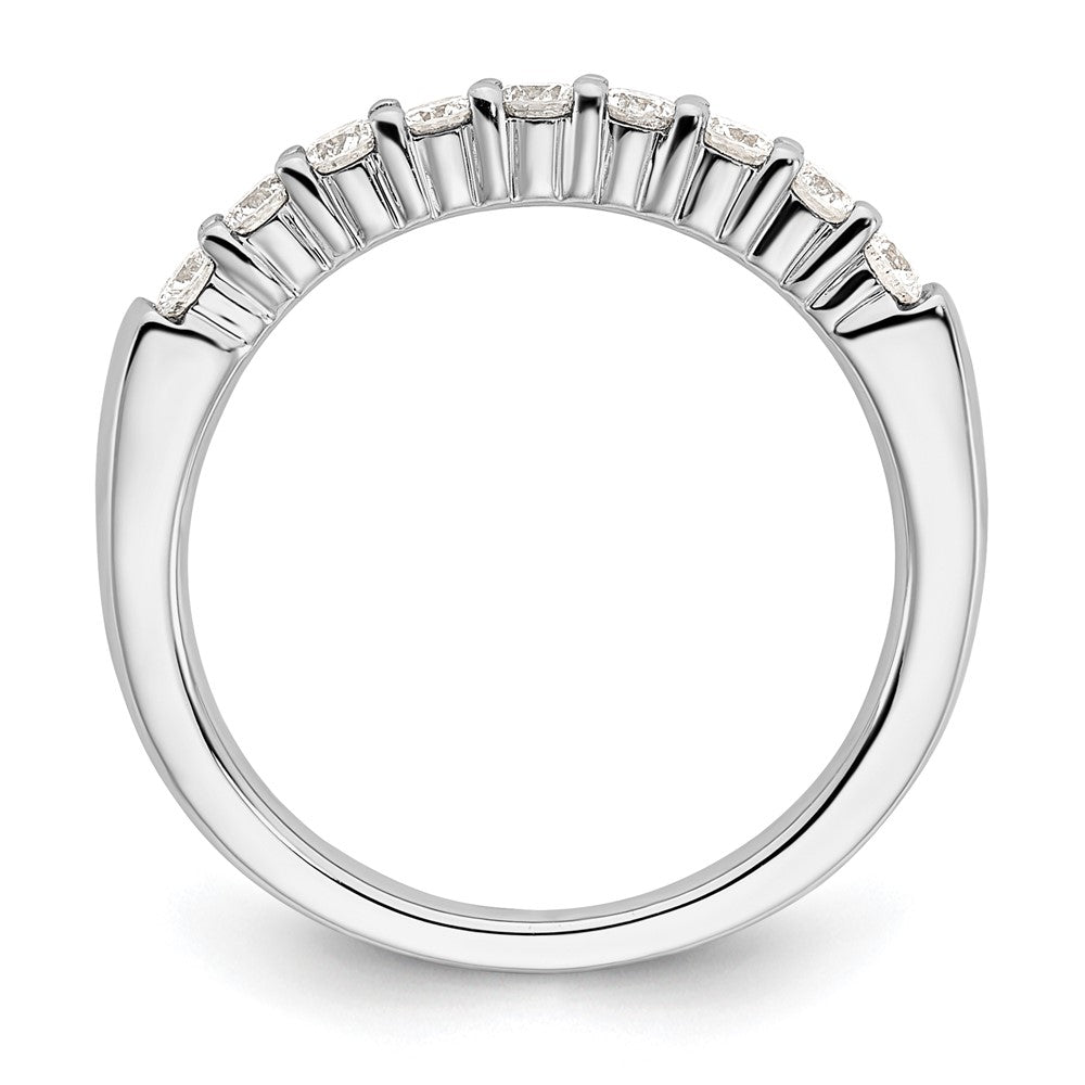 0.45ct. CZ Solid Real 14K White Gold 9-Stone Wedding Band Ring