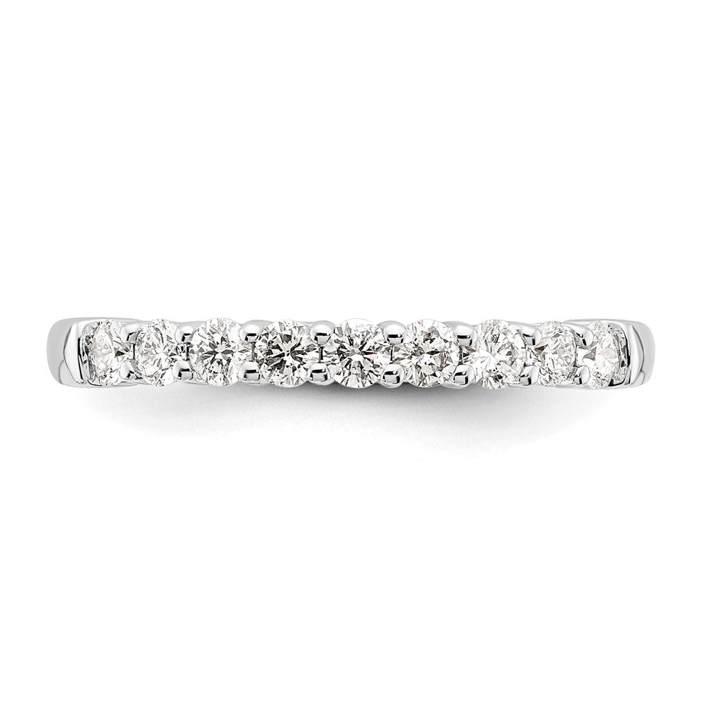 0.45ct. CZ Solid Real 14K White Gold 9-Stone Wedding Band Ring