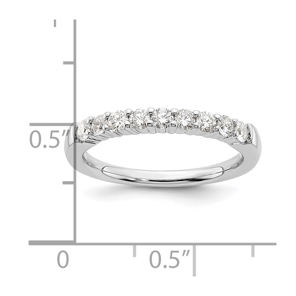 0.45ct. CZ Solid Real 14K White Gold 9-Stone Wedding Band Ring