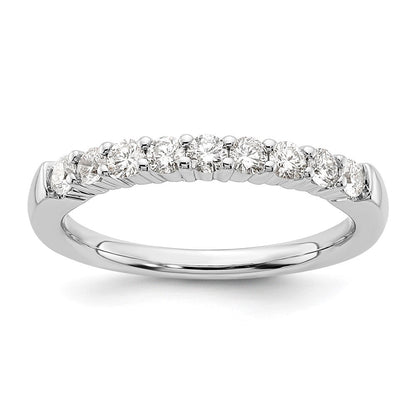 0.45ct. CZ Solid Real 14K White Gold 9-Stone Wedding Band Ring