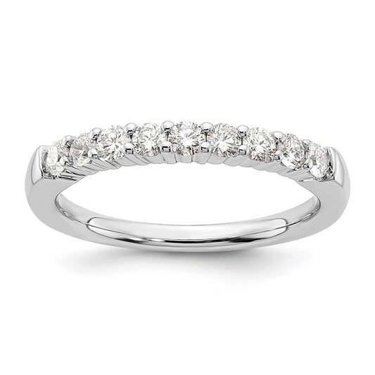 0.45ct. CZ Solid Real 14K White Gold 9-Stone Wedding Band Ring