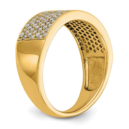 0.75ct. CZ Solid Real 14K Yellow Gold Micro Pave Wedding Band Ring