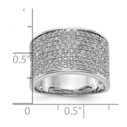 14K White Gold Micro Pave Real Diamond Band