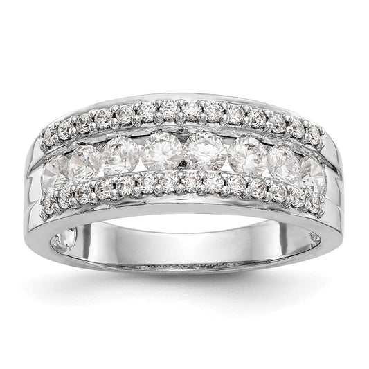 0.90ct. CZ Solid Real 14K White Gold Wedding Band Ring
