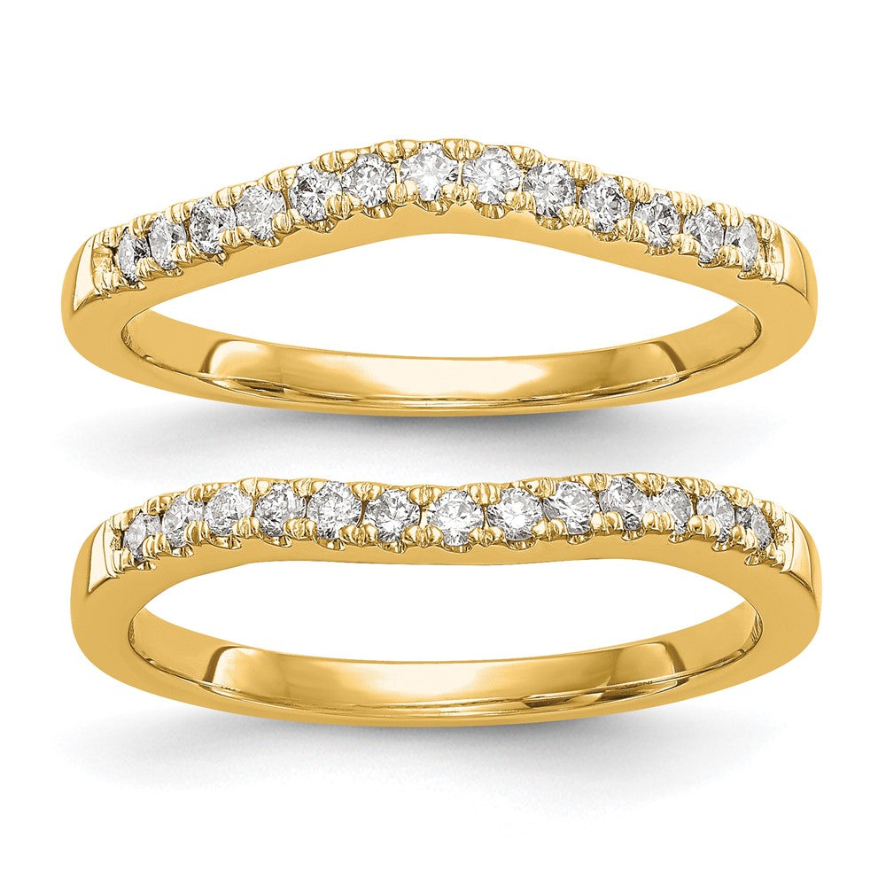 14k Yellow Gold 1/3 Ct. Lab Grown Diamond VS/SI+ G+ Complete Set of Two Curved Wedding Bands