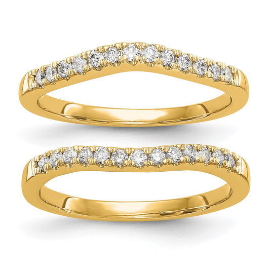 14k Yellow Gold 1/3 Ct. Lab Grown Diamond VS/SI+ G+ Complete Set of Two Curved Wedding Bands