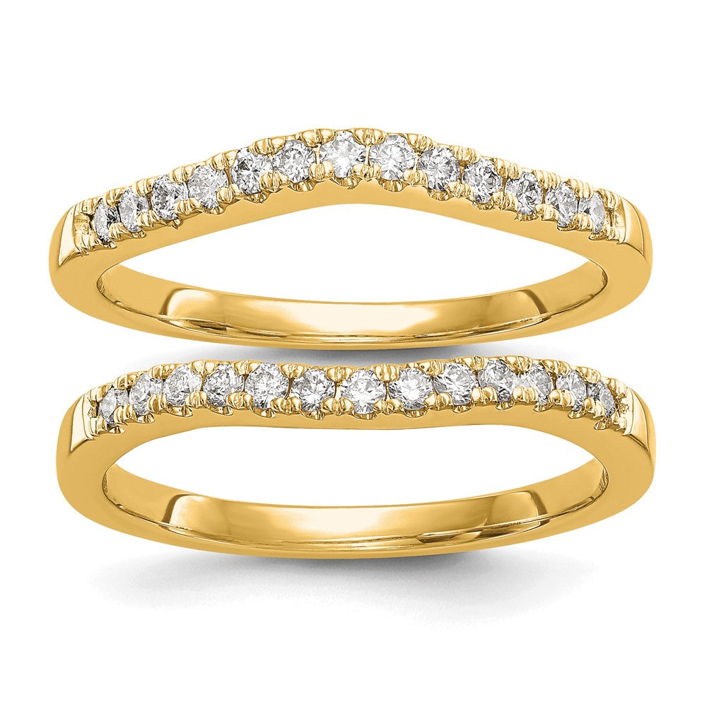 0.36ct. CZ Solid Real 14K Set of Two Yellow Gold Wedding Band Rings