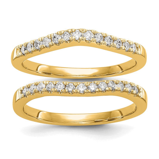 0.36ct. CZ Solid Real 14K Set of Two Yellow Gold Wedding Band Rings