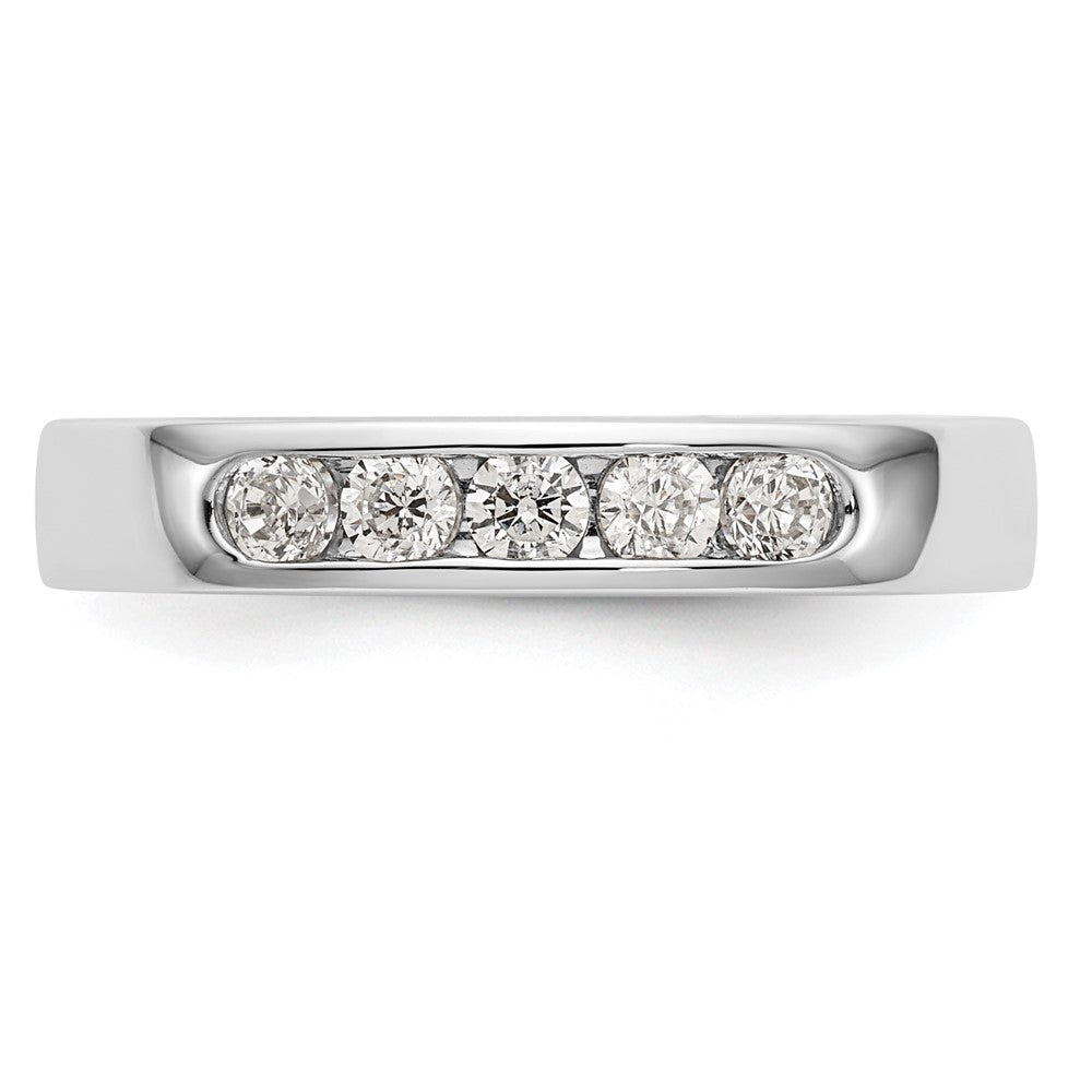 14k White Gold 5-Stone 1/3 carat Round Diamond Complete Channel Band
