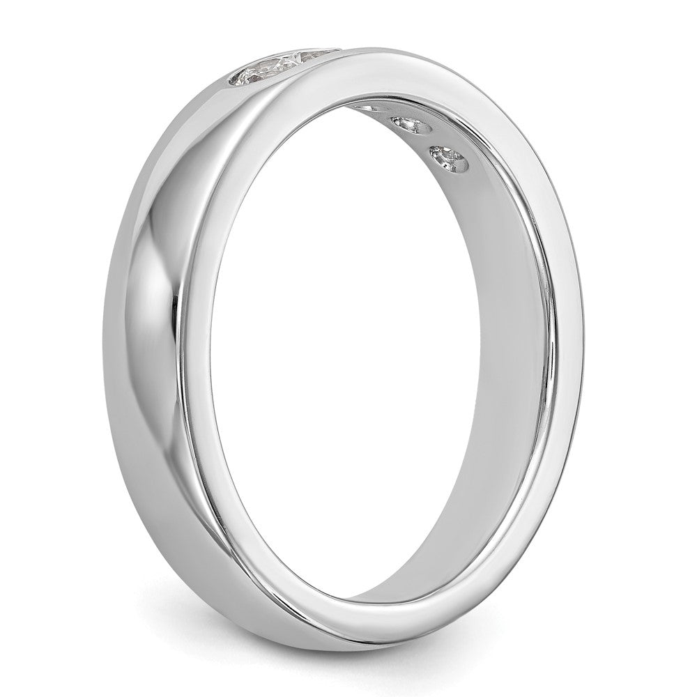 14k White Gold 5-Stone 1/3 carat Round Diamond Complete Channel Band