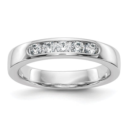 14K White Gold 5-Stone Real Diamond Channel Band