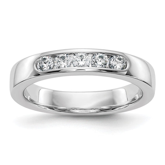 14k White Gold 5-Stone 1/3 carat Round Diamond Complete Channel Band