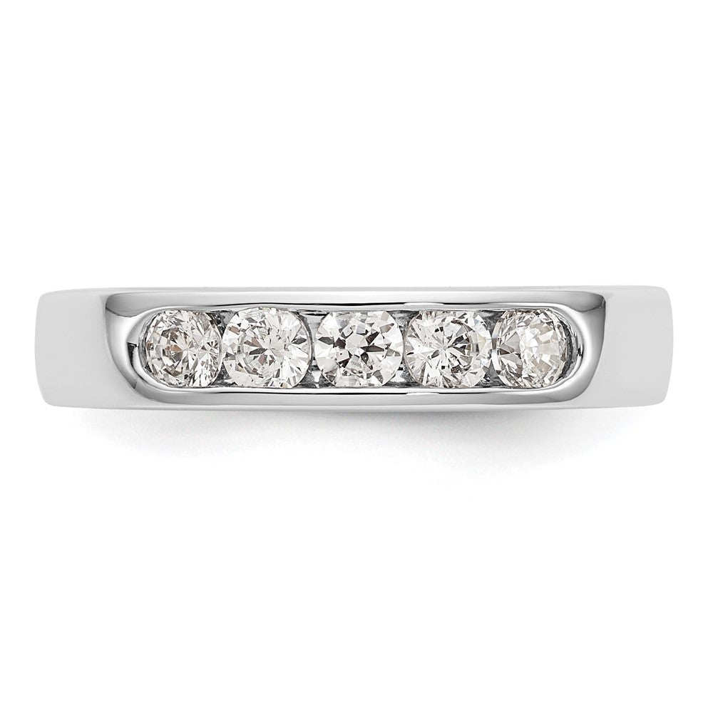 0.47ct. CZ Solid Real 14K White Gold 5-Stone Channel Wedding Band Ring