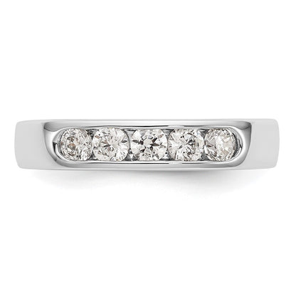 0.47ct. CZ Solid Real 14K White Gold 5-Stone Channel Wedding Band Ring