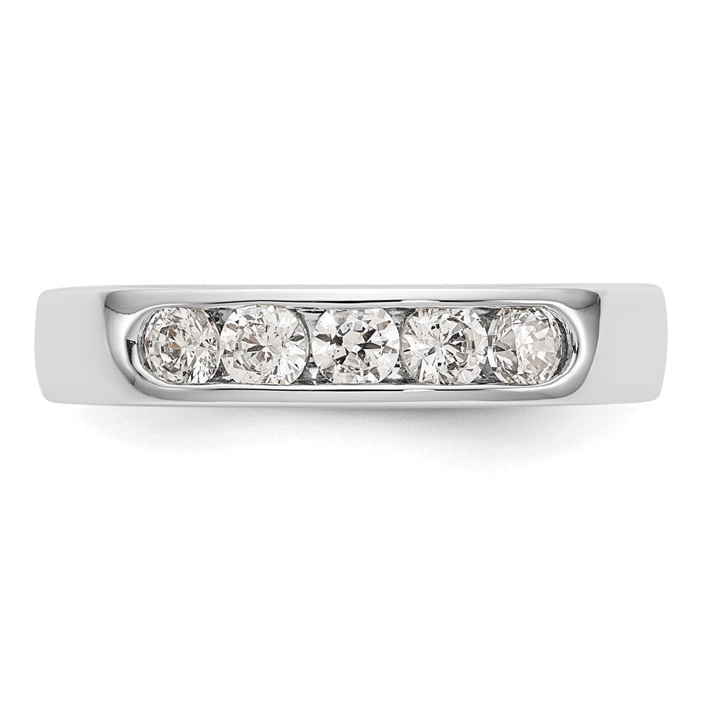 14k White Gold 5-Stone 1/2 carat Round Diamond Complete Channel Band