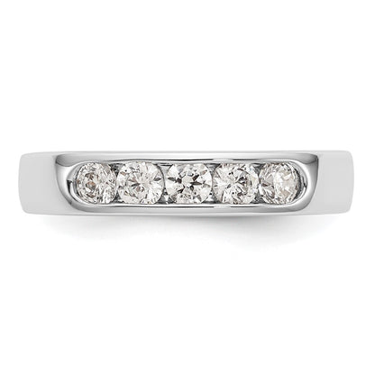 14k White Gold 5-Stone 1/2 carat Round Diamond Complete Channel Band