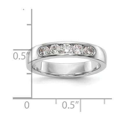 14k White Gold 5-Stone 1/2 carat Round Diamond Complete Channel Band