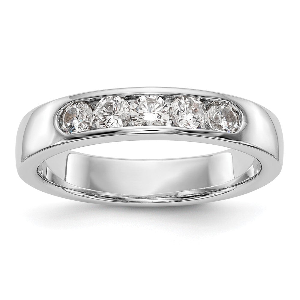 0.47ct. CZ Solid Real 14K White Gold 5-Stone Channel Wedding Band Ring