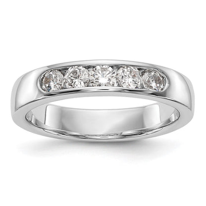 0.47ct. CZ Solid Real 14K White Gold 5-Stone Channel Wedding Band Ring
