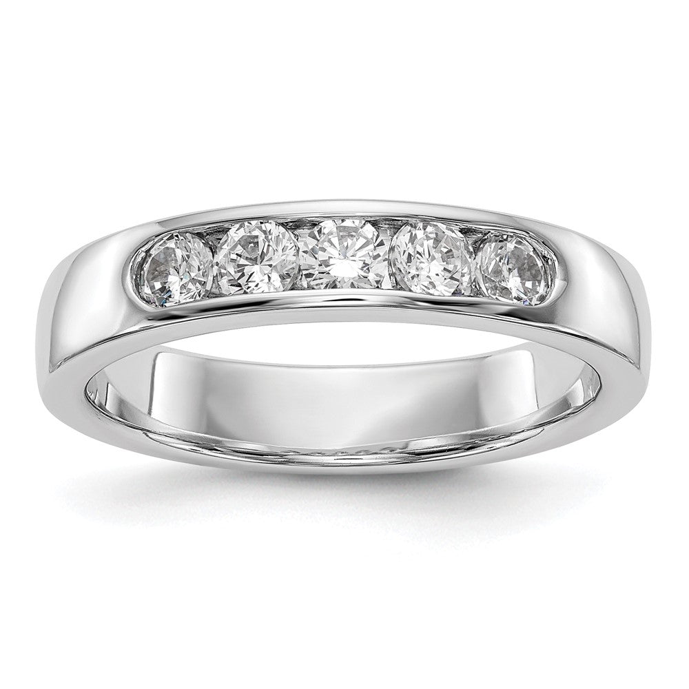 14k White Gold 5-Stone 1/2 carat Round Diamond Complete Channel Band