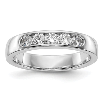 14k White Gold 5-Stone 1/2 carat Round Diamond Complete Channel Band