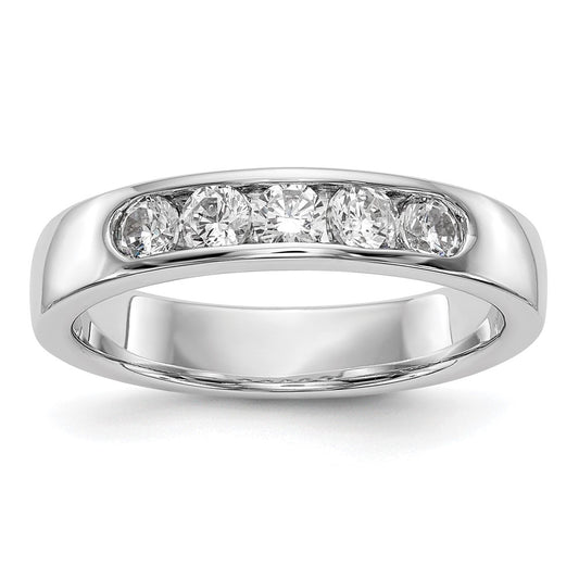 14k White Gold 5-Stone 1/2 carat Round Diamond Complete Channel Band