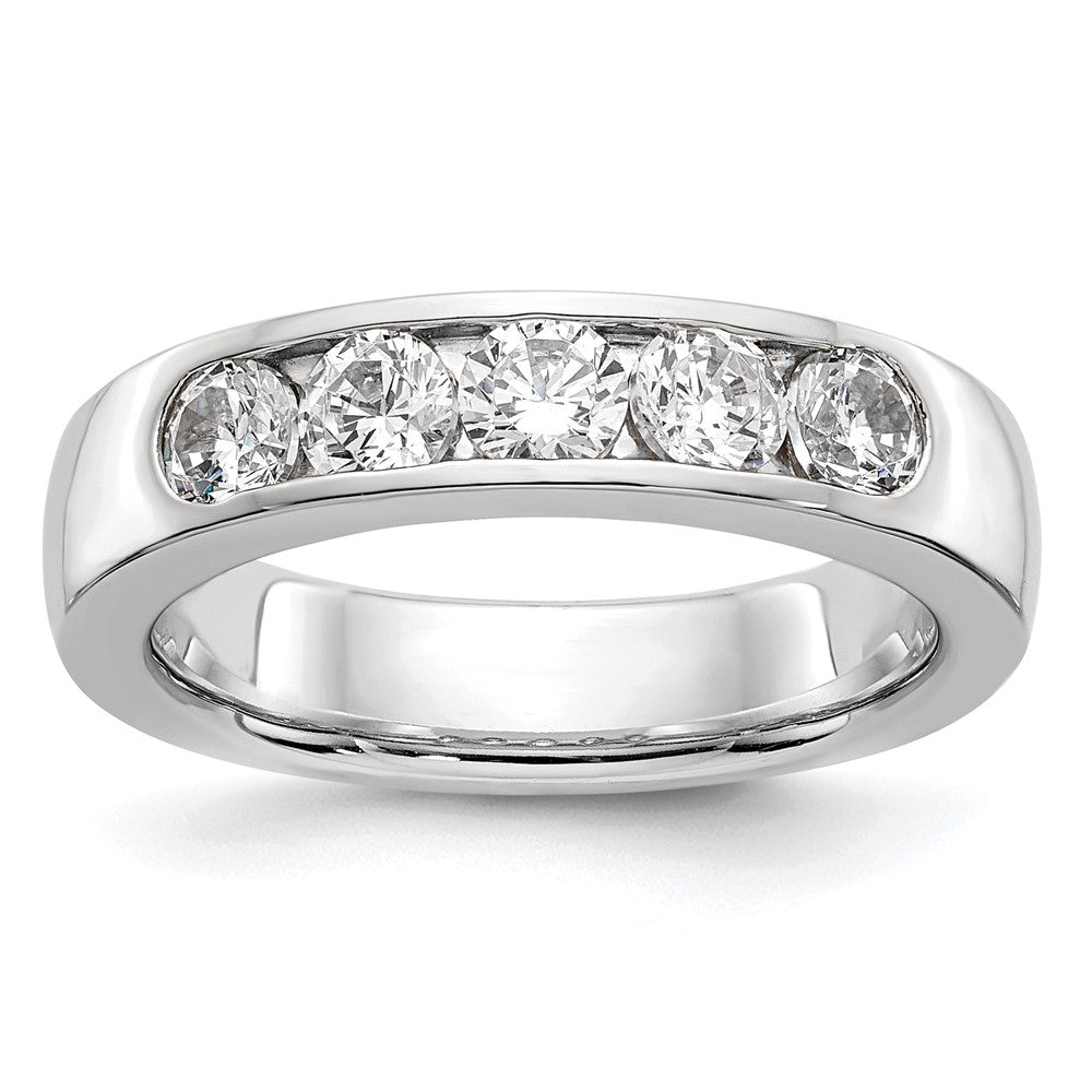14k White Gold 5-Stone 1 carat Round Diamond Complete Channel Band