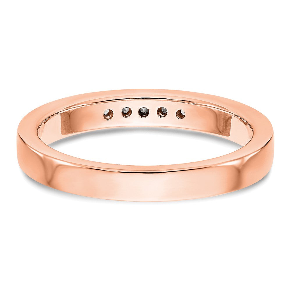 0.09ct. CZ Solid Real 14K Rose Gold 5-Stone Channel Wedding Band Ring