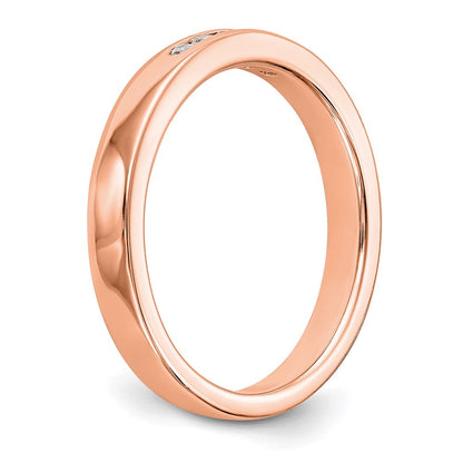 0.09ct. CZ Solid Real 14K Rose Gold 5-Stone Channel Wedding Band Ring